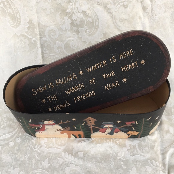 SALE! Paper Mache Winter Theme Snowmen and Moose Box - Picture 3 of 7